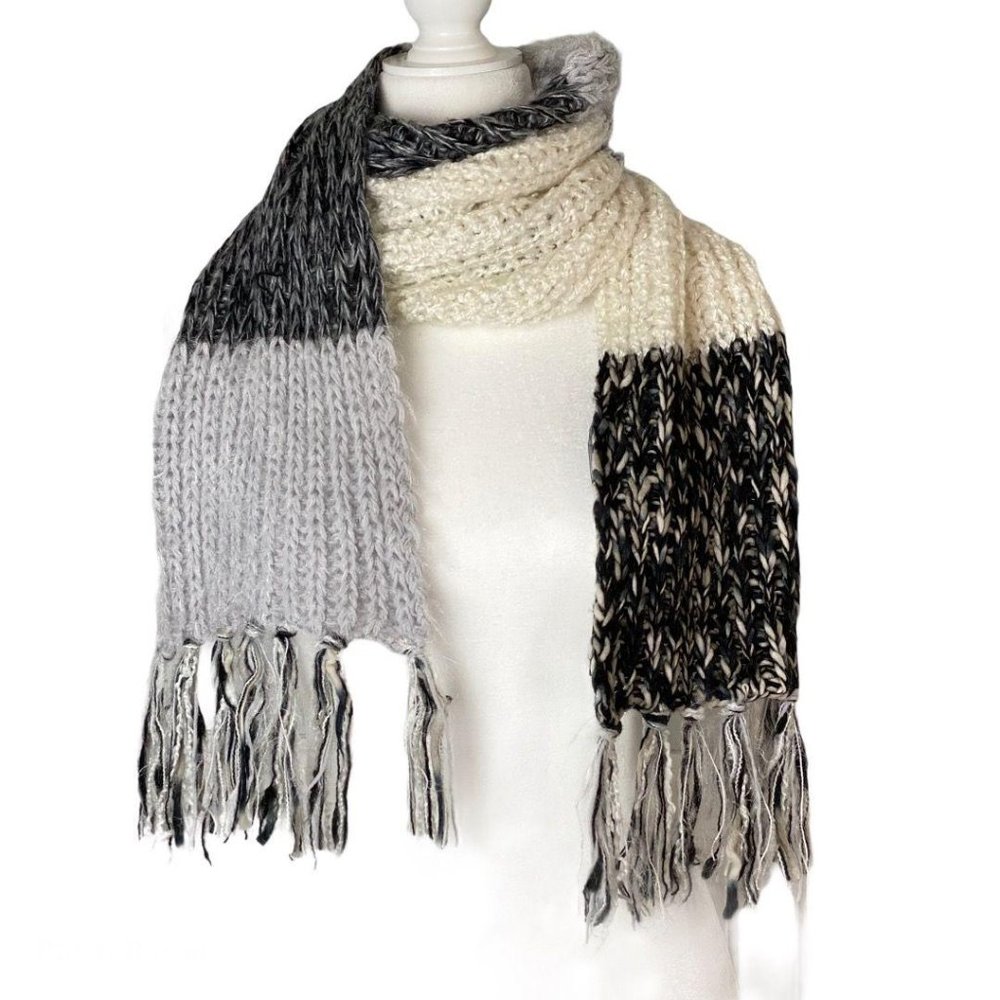 INC Colorblocked Fringe Muffler Scarf